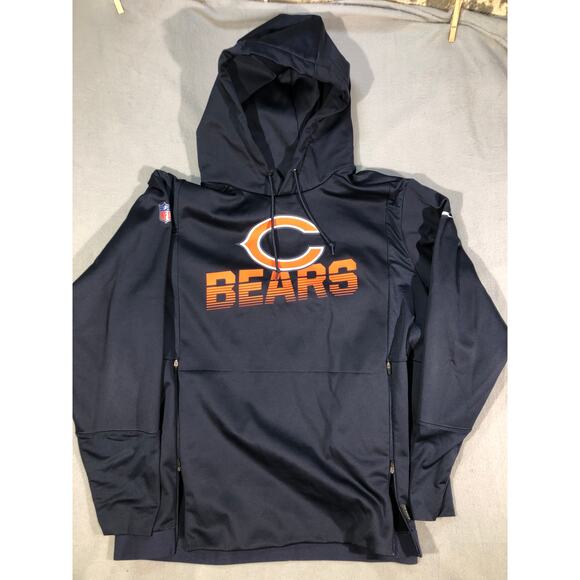 Nike NFL On Field Chicago Bears Dri-FIT Hoodie XL Navy Side Zip Pullover - Picture 1 of 6